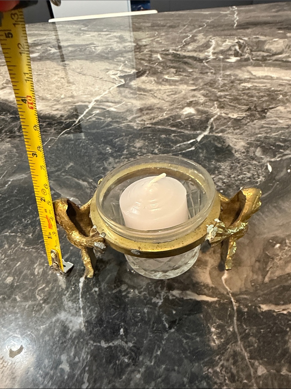 Gold Glass Pyramid Terrarium with Gold Home Accentsl - Picture 11 of 16